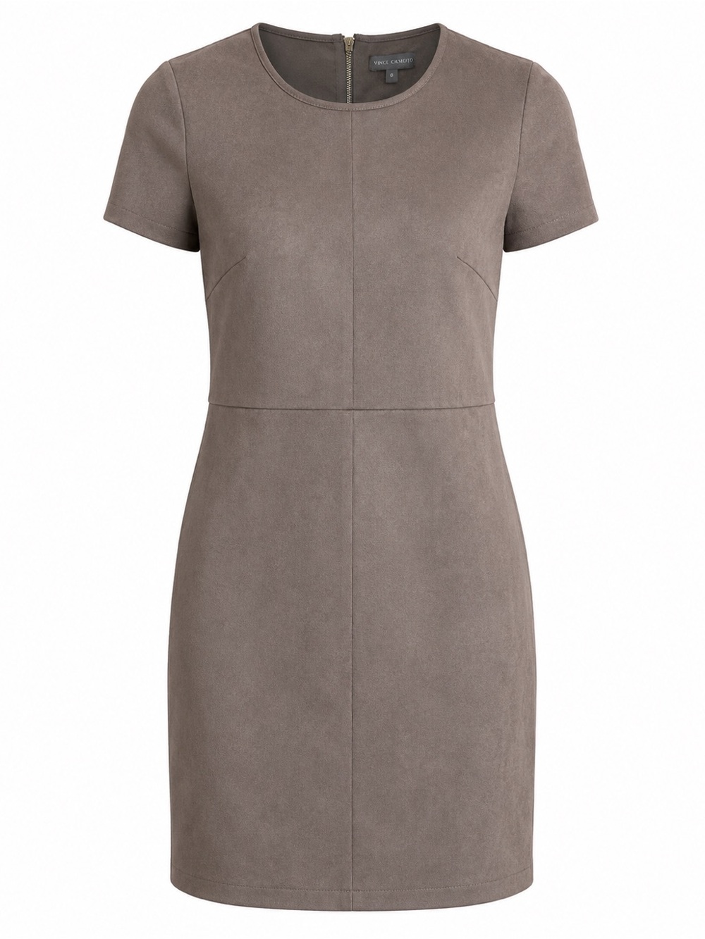 Vince Camuto Gray Suede-Look Short Sleeve Sheath Dress
